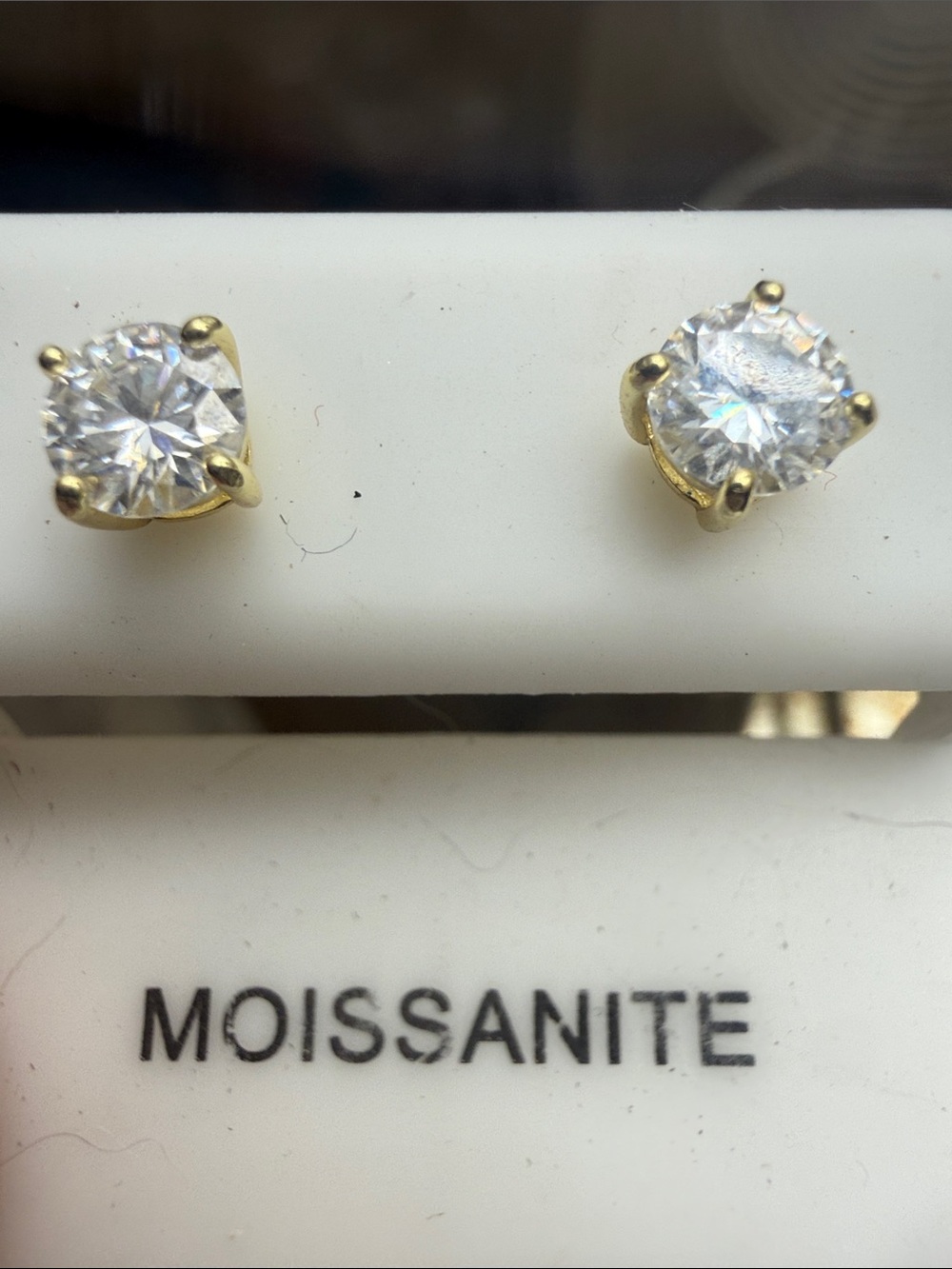 5mm Round GRA CERTIFIED MOISSANITE DIAMOND.83 CT Stud Earrings in Gold over SS - Picture 4 of 7